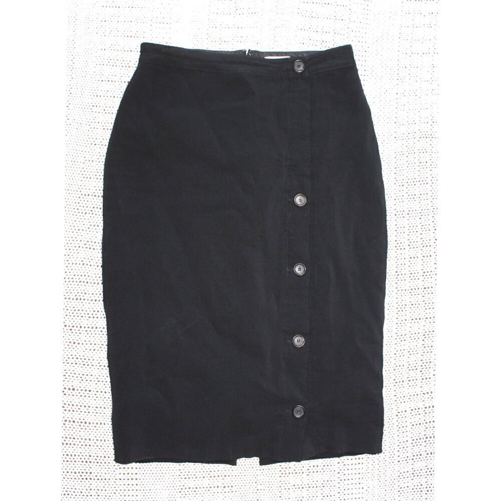 A.L.C. Pencil Midi Skirt Black Size 6 US Button side Zipper Vintage Y2K Goth